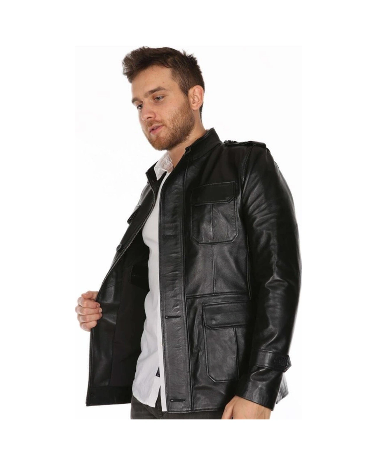 Hakiki Deri Siyah Venetta Erkek Deri Mont Siyah