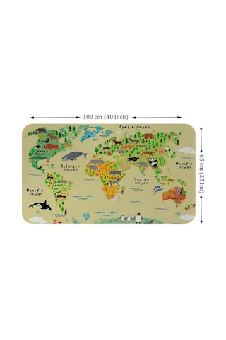 Eğitici Dünya Haritası Dünya Atlası Çocuk Ve Bebek Odası Duvar Sticker-60x105-3772 - Renkli Çok Renkli
