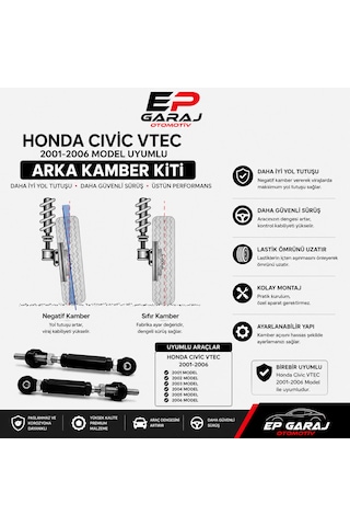 Honda Civic Vtec 2001-2006 Model Uyumlu Ayarlanabilir Arka Kamber Kiti Yerli Üretim 0