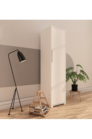 Flora 1 Kapaklı 5 Raflı Gardırop Beyaz Elbise Dolabı