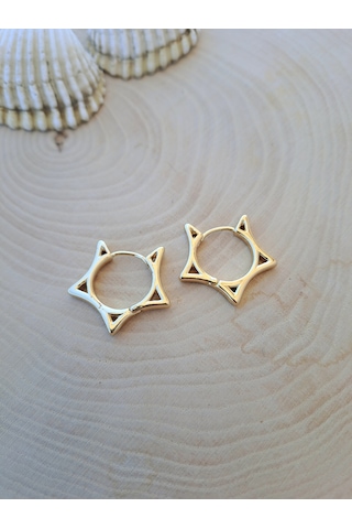 Dali Shop Yıldız Halka Küpe Altın Renk Altın