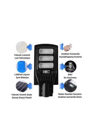 Nd-300wsa Solar Güneş Enerjili Sokak Yol Ve Bahçe Aydınlatma Armatürü