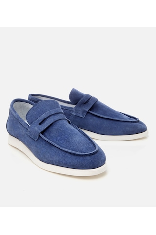Hotiç Erkek Süet Deri Mavi Yumuşak Dokulu Loafer 02ayh305140a620 Mavi