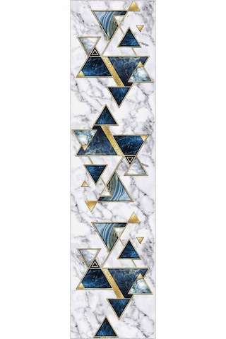 Mavi Gold Kaymaz Geometrik Kesme Rulo Özel Ölçü Yolluk Ar450n11 Gold - Mavi