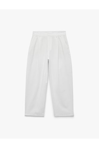 Koton Rahat Kalıp Cepli Gabardin Pileli Pantolon Beyaz 6sam40119nw