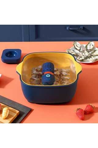 Wezone Evde Meyve Sebze Temizleyici, Kapsül Tipi, İlaç Kalıntısı Ve Bakteri Giderici, Kablosuz Taşınabilir, Otomatik Yıkama Makinesi Koyu Mavi