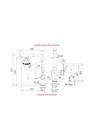Franke Active Plus Doccia Mutfak Armatürü, Stone Grey, Spiralli Başlık Gri