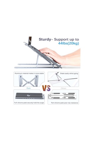 Pazly Portatif Dizüstü Bilgisayar Standı - Ayarlanabilir Alüminyum Stand - 8-17,3 İnç Uyumlu