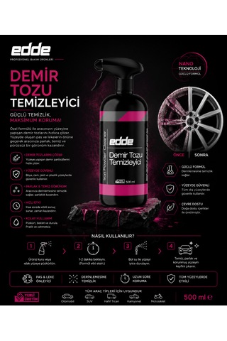 Edde Araba Araç Oto Demir Tozu Sökücü Temizleyici Demir Tozu Temizleme 500 Ml Oto Detailing