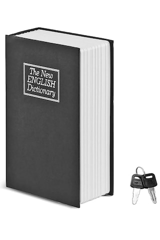 Kitap Görünümlü Altın Saklama Anahtarlı Çelik Mini Kasa Müchevher