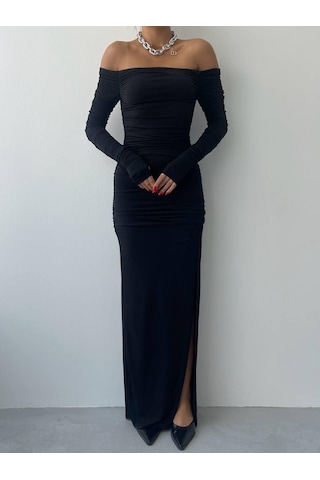 S-pazarım Vasco Madonna Drapeli Elbise Siyah