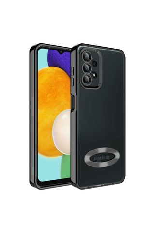 Samsung Uyumlu Galaxy A13 4g Kılıf Kamera Korumalı Logo Gösteren Zore Omega Kapak Siyah