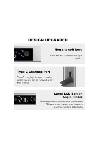 Pazly Şarj Edilebilir Ahşap Ve Dekorasyon Açı Ölçer - Dijital Lazer Eğim Ölçüm Cihazı