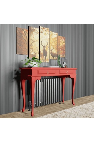 Roys Ahşap 120 Cm Kırmızı Çekmeceli Petek Üstü Yüksek  Dresuar Kırmızı