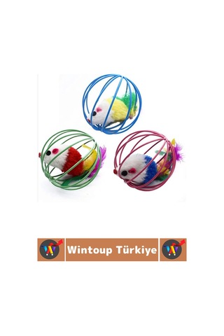 Evcil Hayvan İlgi Çekici Eğlenceli Vakit Zihinsel Gelişim Kafesli Fareli Kedi Köpek Oyun Topu 2 Adet