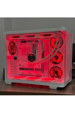 Anime Karakterli 7 Argb Fanlı 360mm Sıvı Soğutmalı 750w 80+ Powerlı Beyaz Akvaryum Kasa