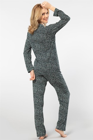 Türen 3379 Kadın Uzun Kollu Gömlek Pijama Takım-yeşil YESIL