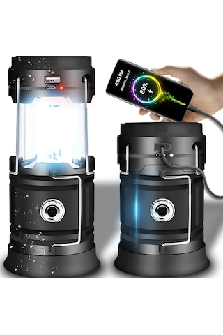 Taşınabilir Solar Led El Feneri Kamp Dış Aydınlatma Katlanır Fene