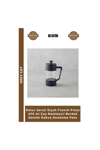 Delux Serisi Siyah French Press 420 Ml Çay Demleyici Bardak Demlik Kahve Demleme Potu Çok Renkli