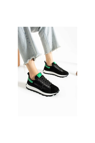 Bestello Bağcıklı Termo Taban Sneaker 331-uno12-13 Kadın Ayakkabı Sıyah Suet