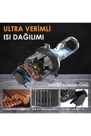 Joyecar 12v H4 Csp Led Xenon Far Ampul Seti 120w 6000k 22000 Lümen Mercekli