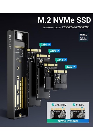 Lexroo Usb3.1 Gen2 10gbps M.2 Nvme Ssd Disk Kutusu Alüminyum