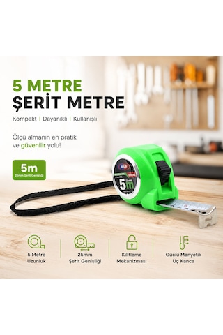 12 Adet Measurıng Tape 5mtx25mm Şerit Metre 50001 0.004 M - 0.012 M