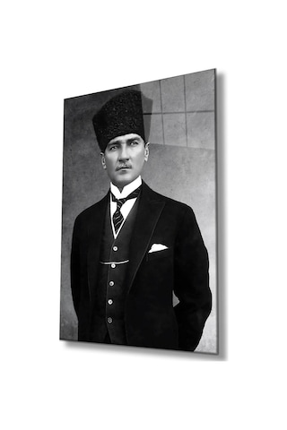 Atatürk Portre Cam Tablo Modern Ev Ofis Salon Hediyelik Büyük Tablo Duvar Dekoru
