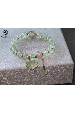 Yeşil Kristal Çiçek Bileziği Yeşil