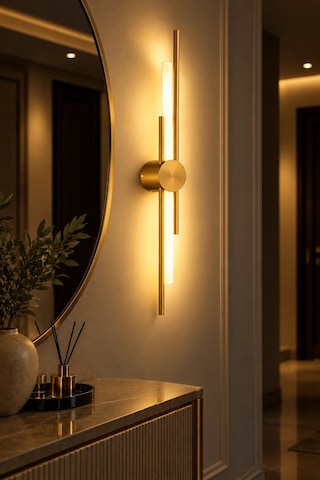 Premıum Eskitme Gold Silindir Led Aplik 3 Renk Dekoratif Duvar Aydınlatması 8w 60 Cm