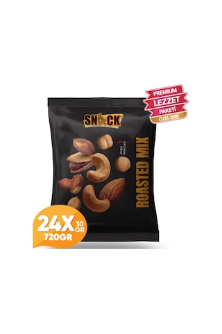 Snack Karışık Kuruyemiş 24x30 Gr Premium Fırında Kavrulmuş Antep Fıstığı Badem Fındık Kaju Atıştırmalık 720 Gr 720 G