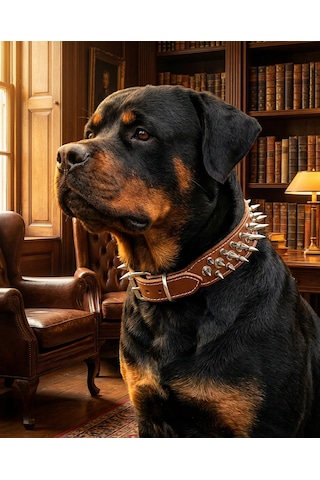 Deri Köpek Koruma Tasması Kırmızı