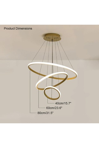 Gold / Render / 80-60-40 Cm / 3 Renk Işık / Sarkıt Avize Gold Sarı
