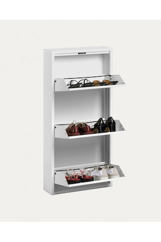 Üçlü Metal Ayakkabılık Premium Beyaz Beyaz