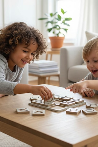 Ahşap Tic Tac Toe Oyunu Dekoratif, Eğlenceli Ve Eğitici Masa Oyunu