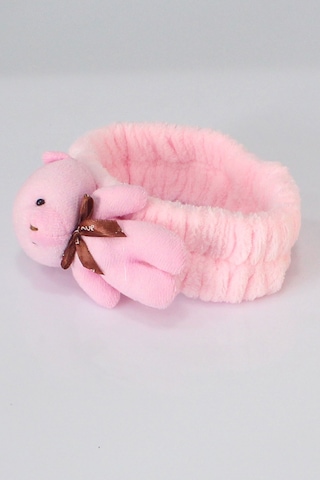 Ayıcıklı Peluş Bandana Saç Bandı Pembe 0-10 Yaş Pembe