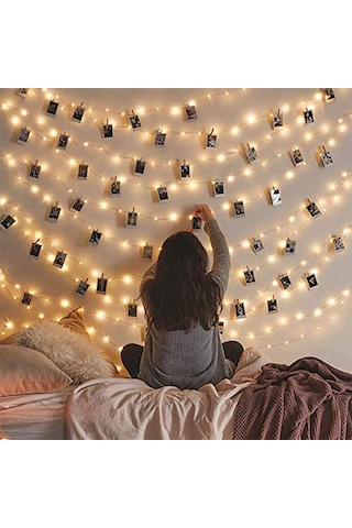 Peri Led Işık 3 Metre (sarı) Pilli + 15 Adet Küçük  Mandal