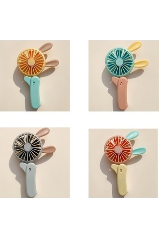 Sevimli Tavşan Katlanabilir Fan Usb Şarj Renk Eşleşen Çizgi Film Taşınabilir El Fan 2118 Yeşil