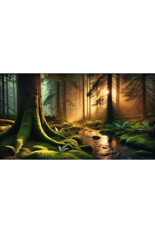 Doğa Ve Manzara Gizemli Orman 03 Çerçevesiz 90x60cm Pvc Tablo
