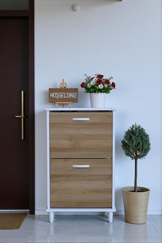 Eliusta Kalvo 52 Cm Genişlikte Meşe Renk Ayakkabılık 52x86x26 Cm Ayaklı Ayakkabılık Meşe