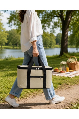 Lexroo Dordoi Krem Rengi 22 Litre Termal Piknik Ve Taşıma Çantası