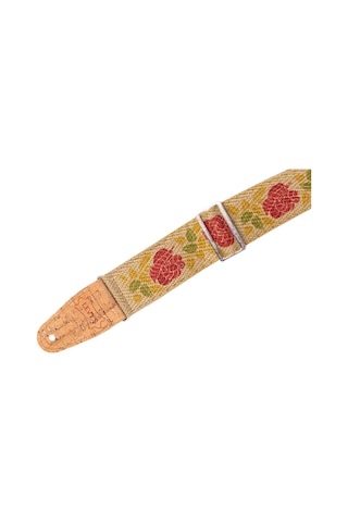 Levy's Leathers Pembe Baskılı Kenevir Gitar Askısı, 5,1 Cm, Doğal Kenevir Dokuma Üzerinde 2 Katmanlı Mantarlı Mh8p-009