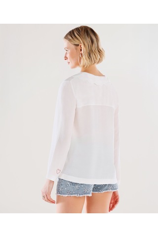 Yargıcı Yakası Nakışlı Gömlek 25ykgm6024x 037 Ekru