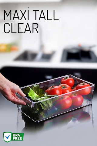 Maxi Tall Clear Buzdolabı & Dolap Içi Düzenleyici Organizer Şeffaf