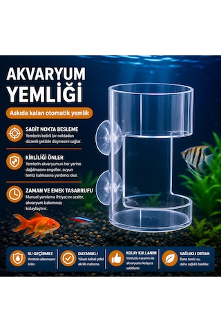 Akvaryum Yemleme Halkası Vantuzlu Akrilik Balık Yemliği Yem Dağılmasını Önleyen Yem Besleme Aparatı