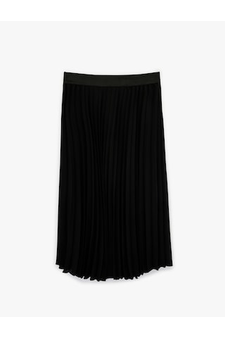 Koton Normal Bel Midi Pileli Şifon Etek Siyah 6sak70038uw Siyah