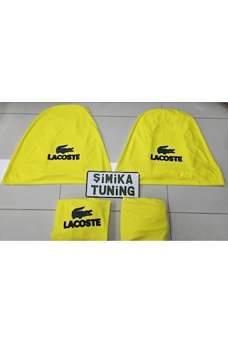 Lacoste Sarı Otomobil Servis Kılıfı Ön Ve Arka 4parça Takım 1.kalite Likrali Penye Yıkanabilir Her A 1 Takım