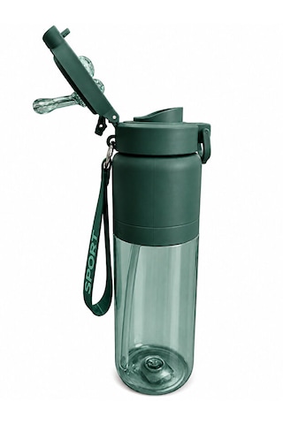 Çift Kapaklı Matara Suluk 920 Ml 2 Farklı İçim Seçeneği, Spor Ve Günlük Kullanım Haki