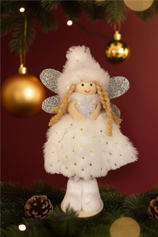 Yılbaşı Ağaç Süsü Işıltılı Melek Figürü