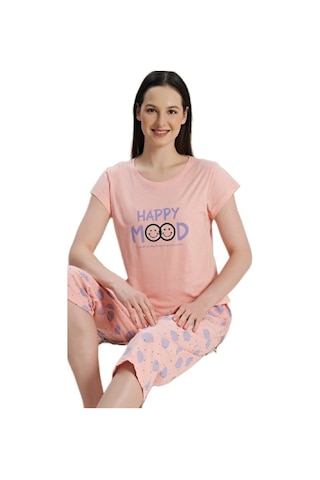 Bipamuk Mare Blu Tasarım Kadın Pijama Takımı Kısa Kollu Kapri S/xl Çok Renkli